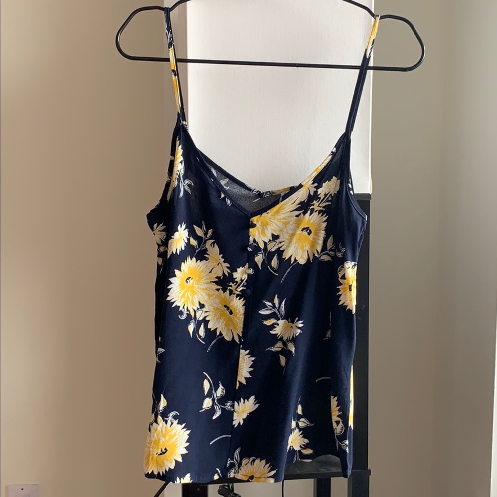 Mango NWT cami navy and yellow floral - Picture 2 of 8